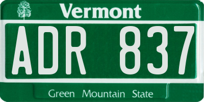 VT license plate ADR837