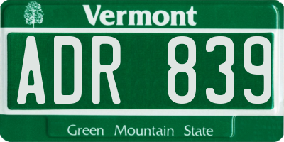VT license plate ADR839