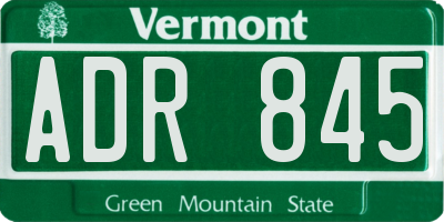 VT license plate ADR845