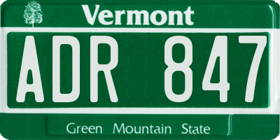 VT license plate ADR847