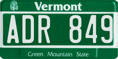 VT license plate ADR849