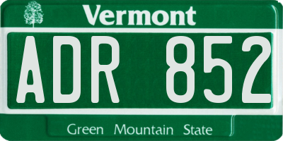 VT license plate ADR852