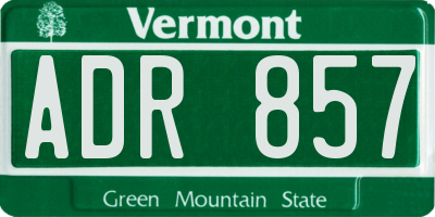 VT license plate ADR857