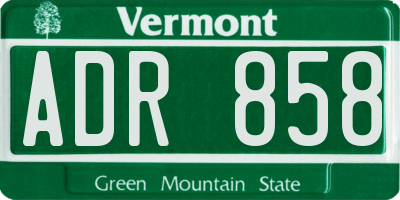 VT license plate ADR858