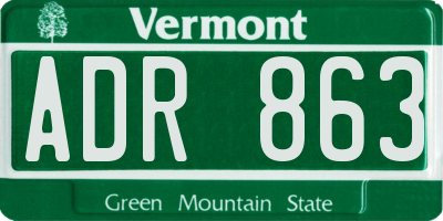 VT license plate ADR863