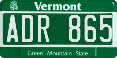 VT license plate ADR865