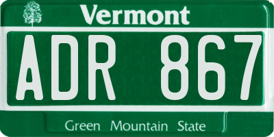 VT license plate ADR867