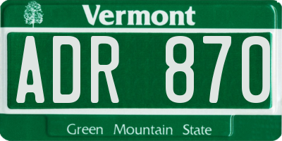 VT license plate ADR870