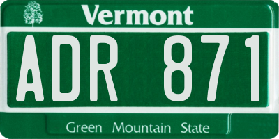 VT license plate ADR871