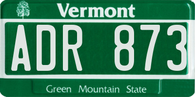VT license plate ADR873