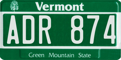 VT license plate ADR874