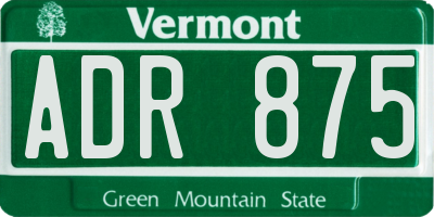 VT license plate ADR875