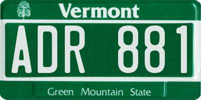VT license plate ADR881