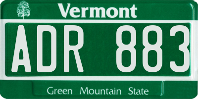 VT license plate ADR883