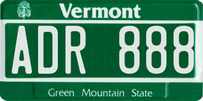 VT license plate ADR888
