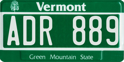 VT license plate ADR889
