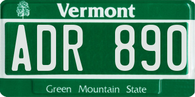 VT license plate ADR890