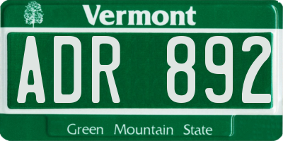 VT license plate ADR892