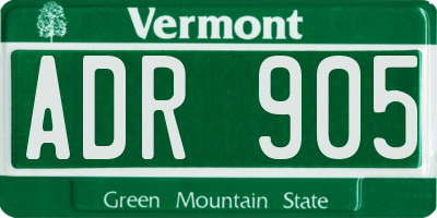VT license plate ADR905