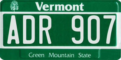 VT license plate ADR907