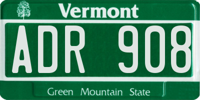 VT license plate ADR908
