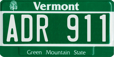 VT license plate ADR911