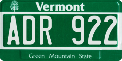 VT license plate ADR922