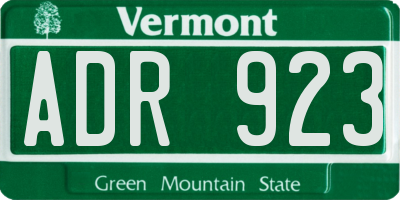 VT license plate ADR923