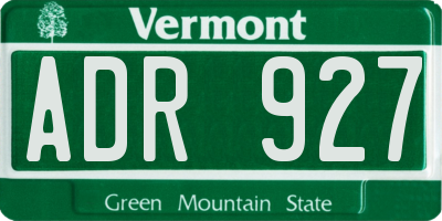 VT license plate ADR927
