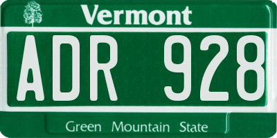 VT license plate ADR928