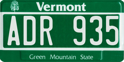 VT license plate ADR935