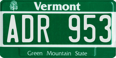 VT license plate ADR953