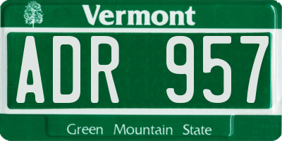 VT license plate ADR957
