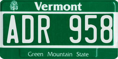 VT license plate ADR958