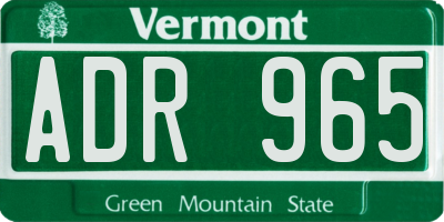 VT license plate ADR965