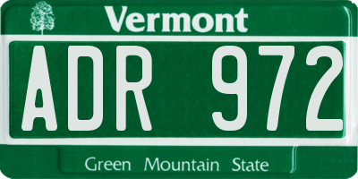 VT license plate ADR972