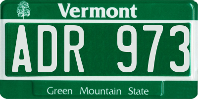 VT license plate ADR973