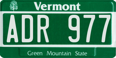 VT license plate ADR977