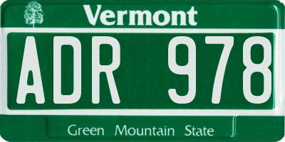 VT license plate ADR978
