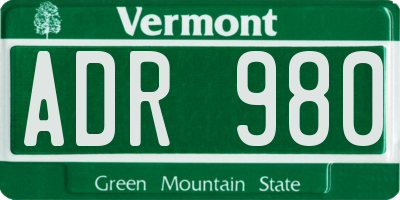 VT license plate ADR980
