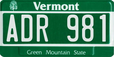 VT license plate ADR981