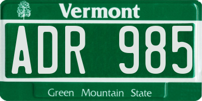 VT license plate ADR985