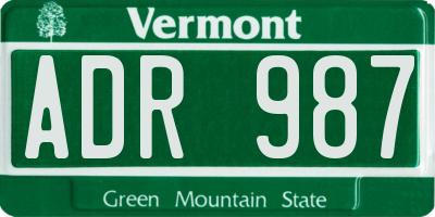 VT license plate ADR987