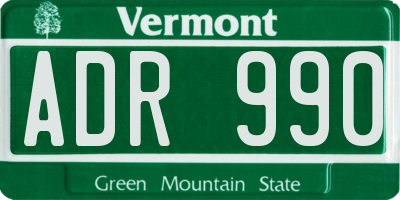 VT license plate ADR990