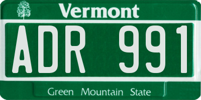 VT license plate ADR991