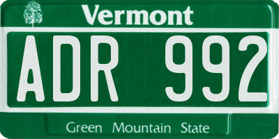 VT license plate ADR992