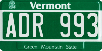 VT license plate ADR993