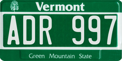 VT license plate ADR997