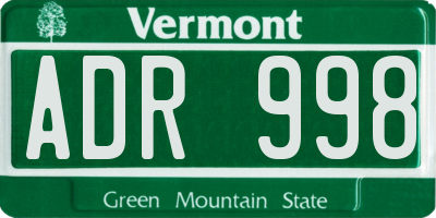 VT license plate ADR998
