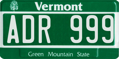 VT license plate ADR999